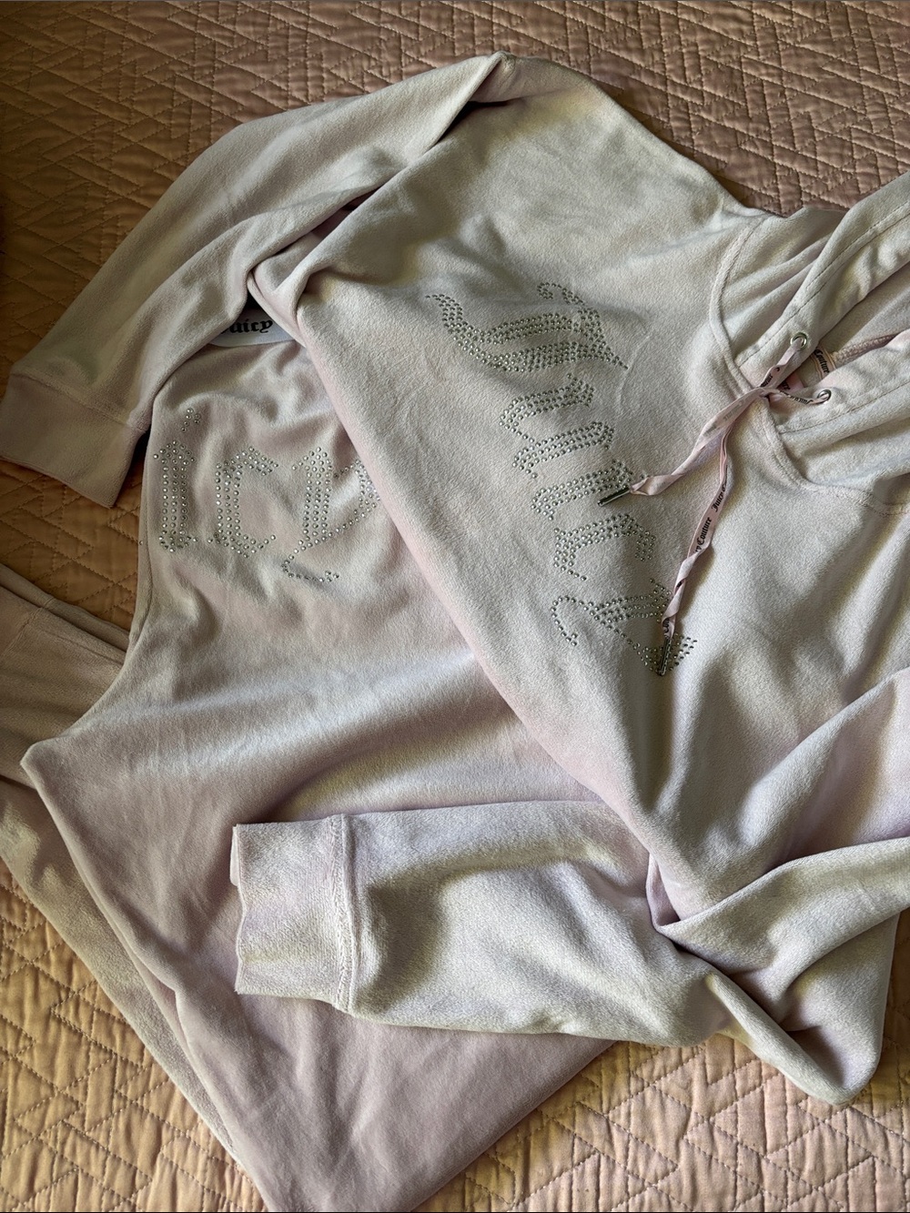 Juicy Couture Pale Pink Rhinestone Logo 2 Piece Set